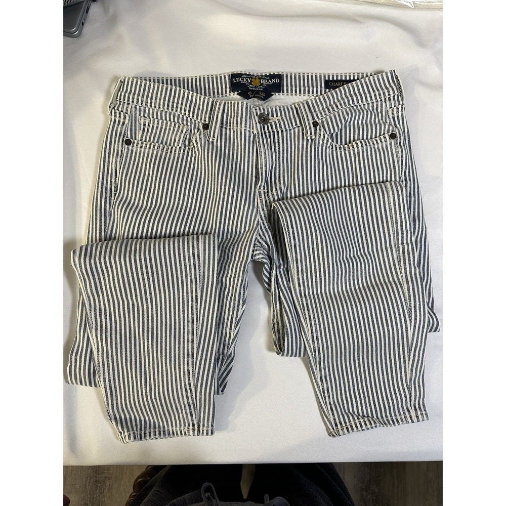 Lucky Brand Women's Denim Jeans Blue And White Striped